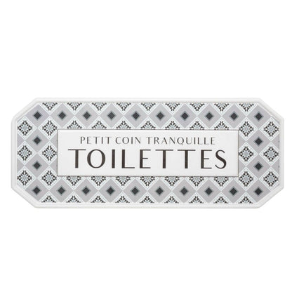 French toilettes sign with a geometric pattern on a white background