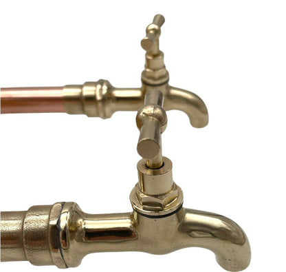 Bespoke Custom Size Vintage Style Copper and Brass Wall Mounted Kitchen Taps (T50)