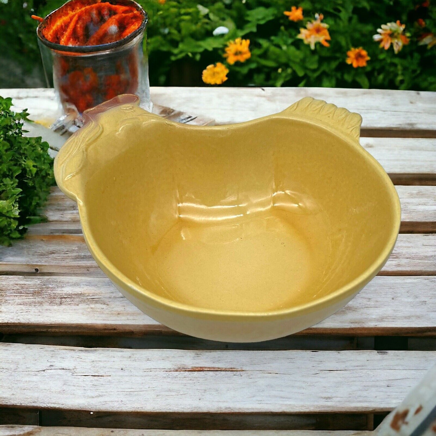 image French chicken shaped casserole or salad dish