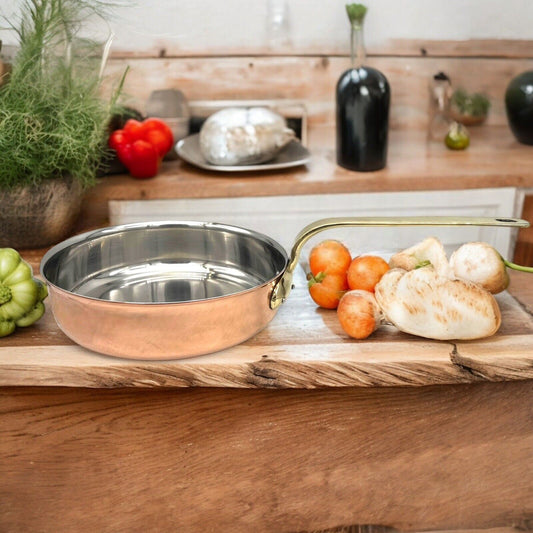 Professional copper frying pan with stainless steel lining 