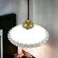 image French vintage milk glass ceiling light with new fittings