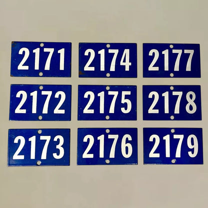 Vintage French Enamel Door Numbers, Garden Gatepost Numbers, Houses 2170 - 2189