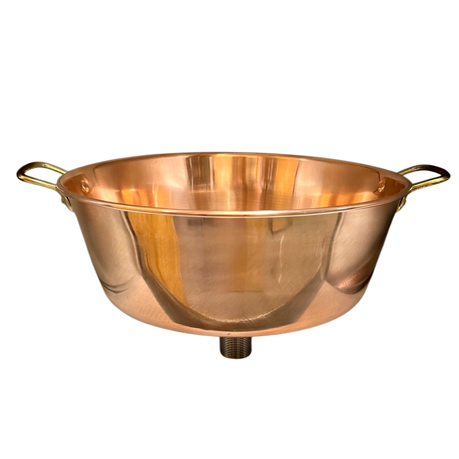 Copper basin with handles on a white background
