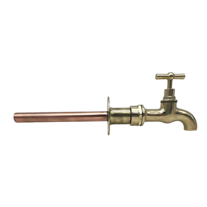 Brass vintage style wall mounted bathroom or kitchen tap sold by All Things French Store