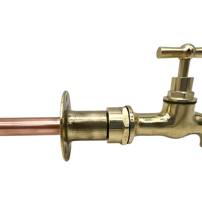 Brass vintage style wall mounted bathroom or kitchen tap sold by All Things French Store