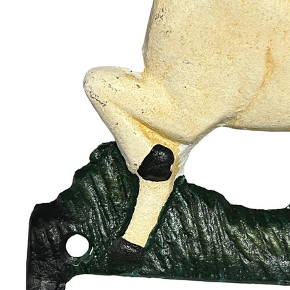 Close-up of a horse toilet paper holder with a detailed head and textured body on a white background