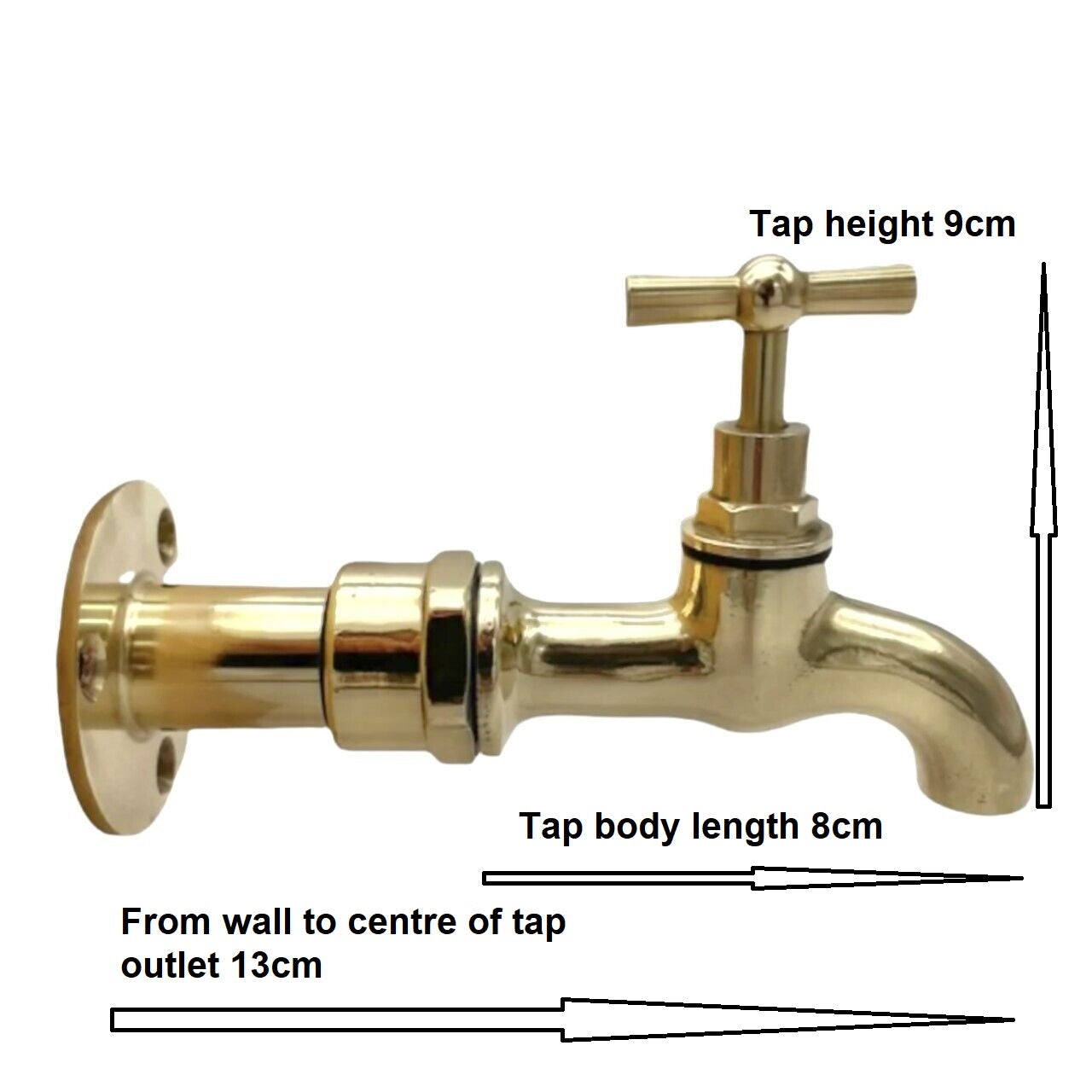 Solid brass wall mounted kitchen or bathroom taps measurement picture sold by All Things French Store
