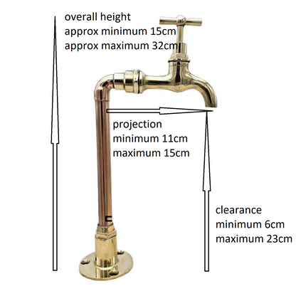 Made to measure copper and brass pillar tap sold by All Things French Store