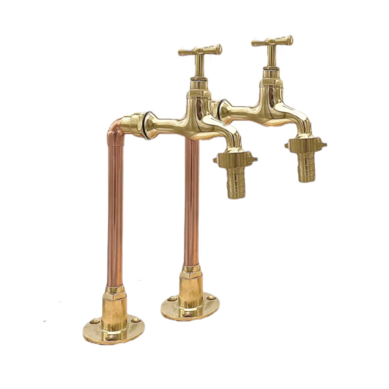 Copper and brass pillar kitchen taps sold by All Things French Store