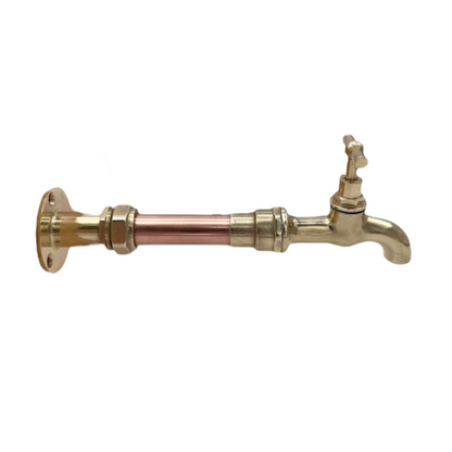 Copper and brass wall mounted kitchen or bathroom tap sold by All Things French Store