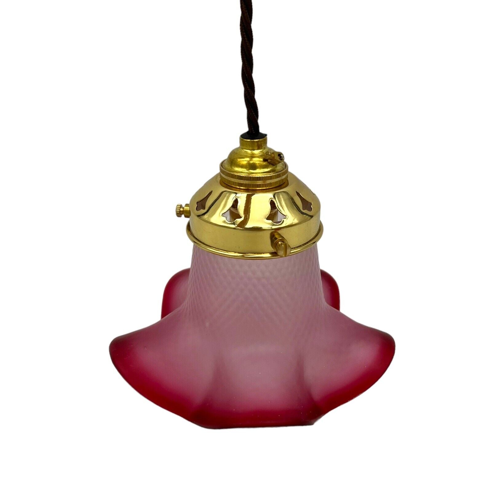 image 2 French vintage glass pink ceiling pendant light lampshade sold by All Things French Store