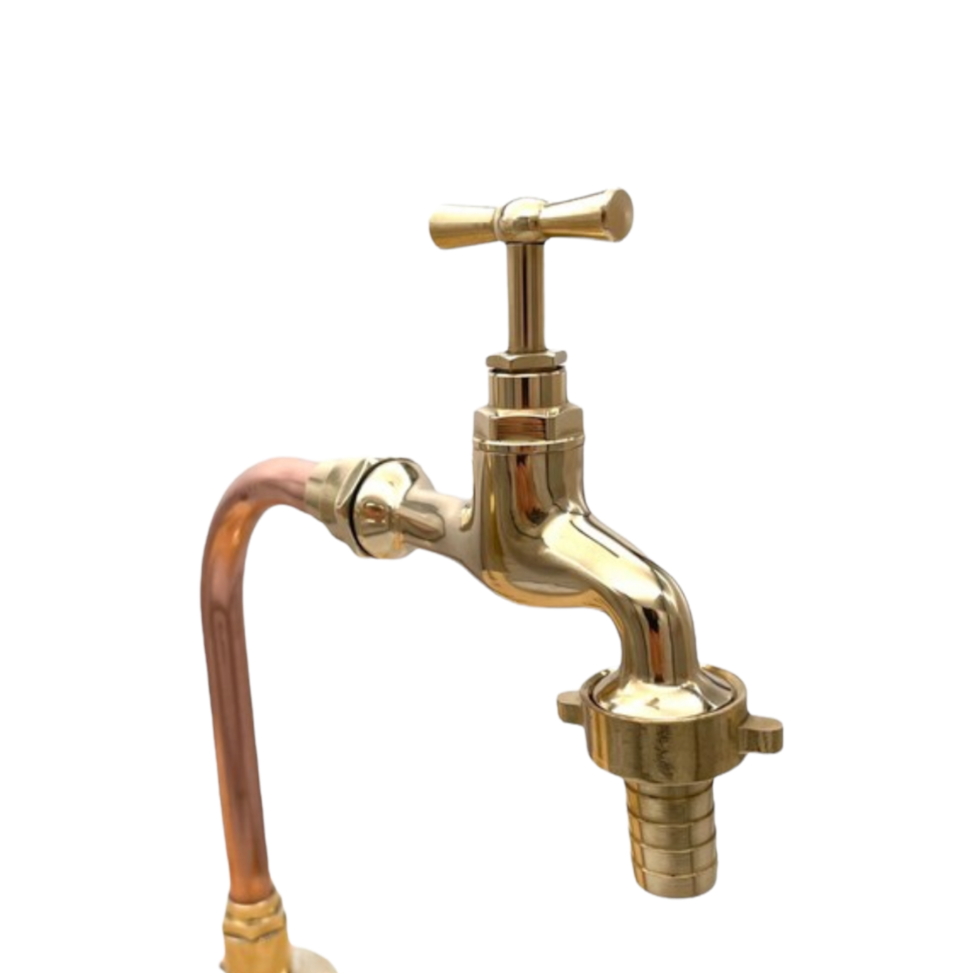 image of pair of copper and brass handmade taps top view