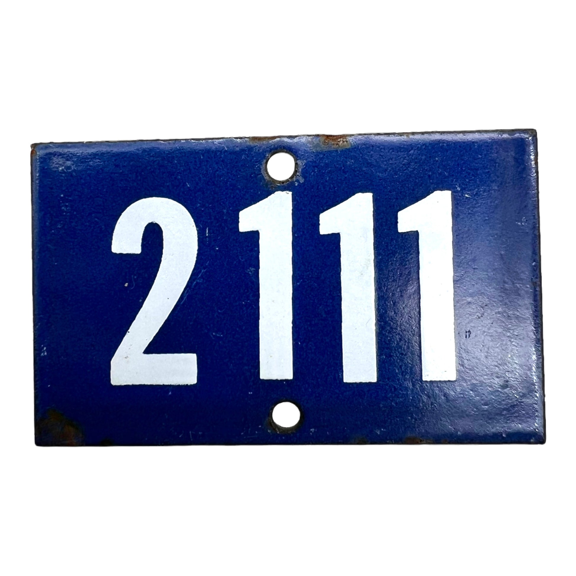 Image of blue enamel house or door number 2111 sold by All Things French Store
