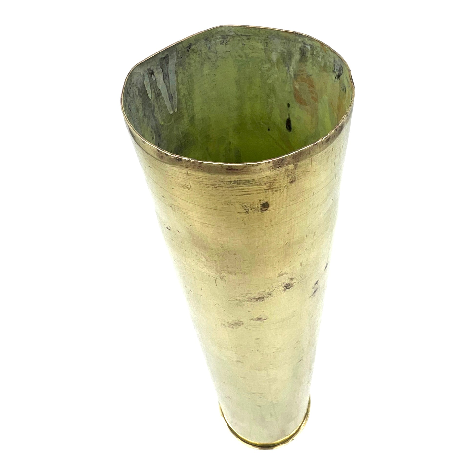 top rim image of French Ww1 brass shell case sold by All Things French Store