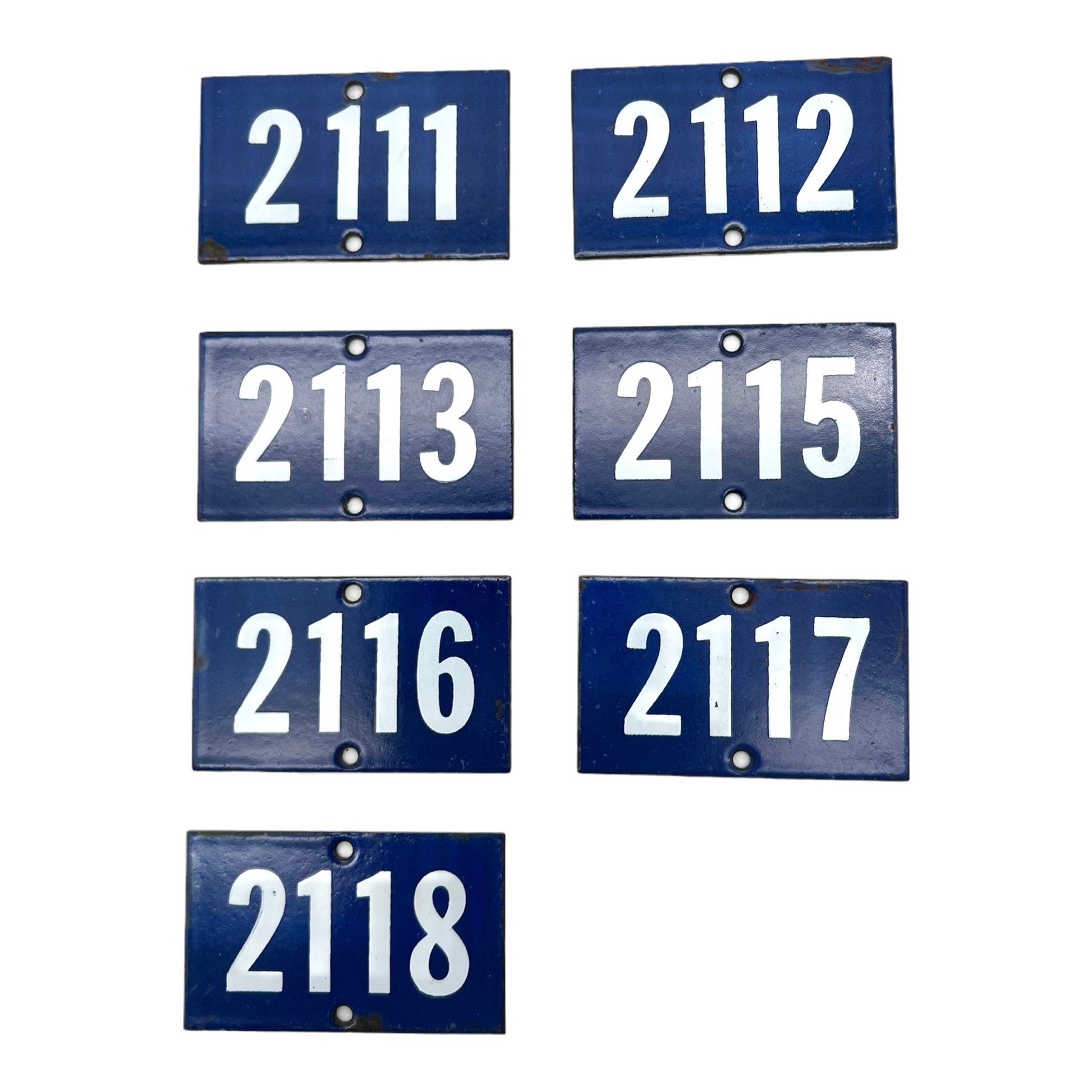 Image of blue enamel house or door numbers sold by All Things French Store