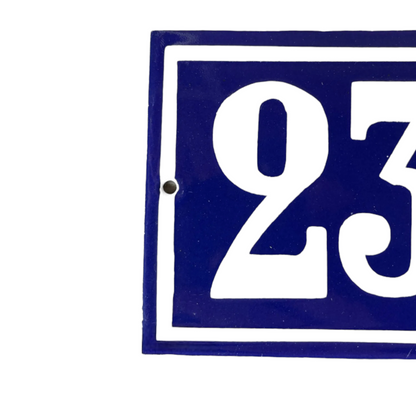 French vintage enamel blue and white door number 235 sold by All Things French Store