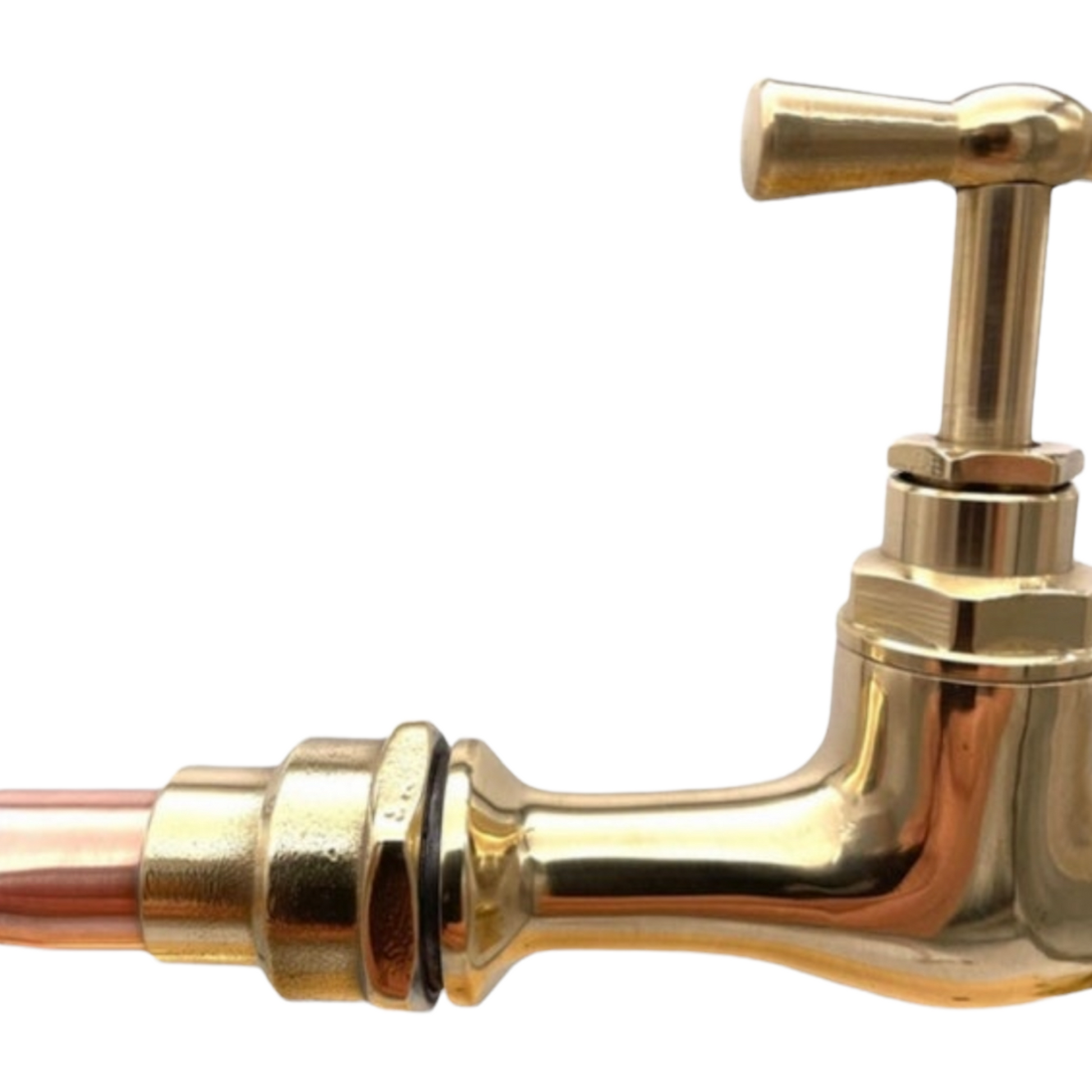 image of copper and brass wall tap close up