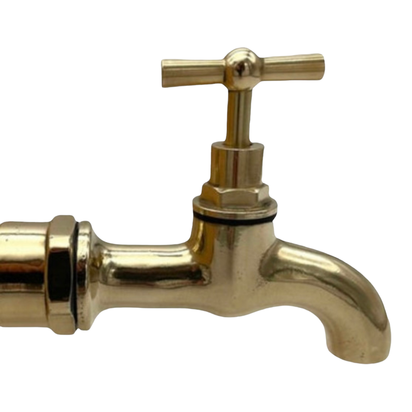 image of brass wall mounted tap for kitchen or bathroom sink