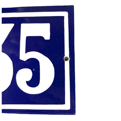 Image of Vintage enamel blue and white door number 235