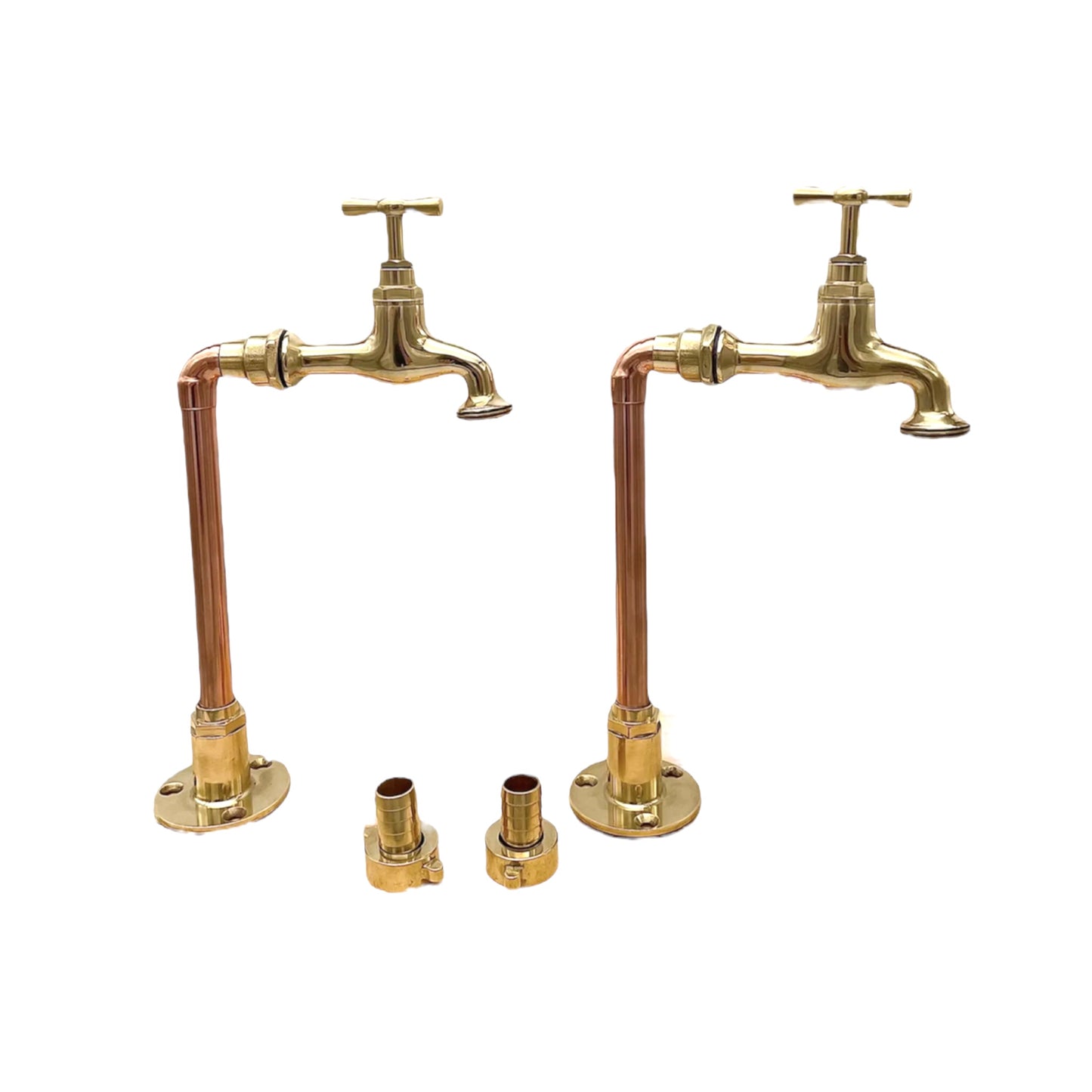 Copper and brass pillar kitchen taps sold by All Things French Store