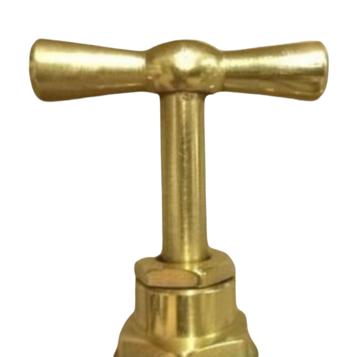 image of copper and brass wall tap top handle