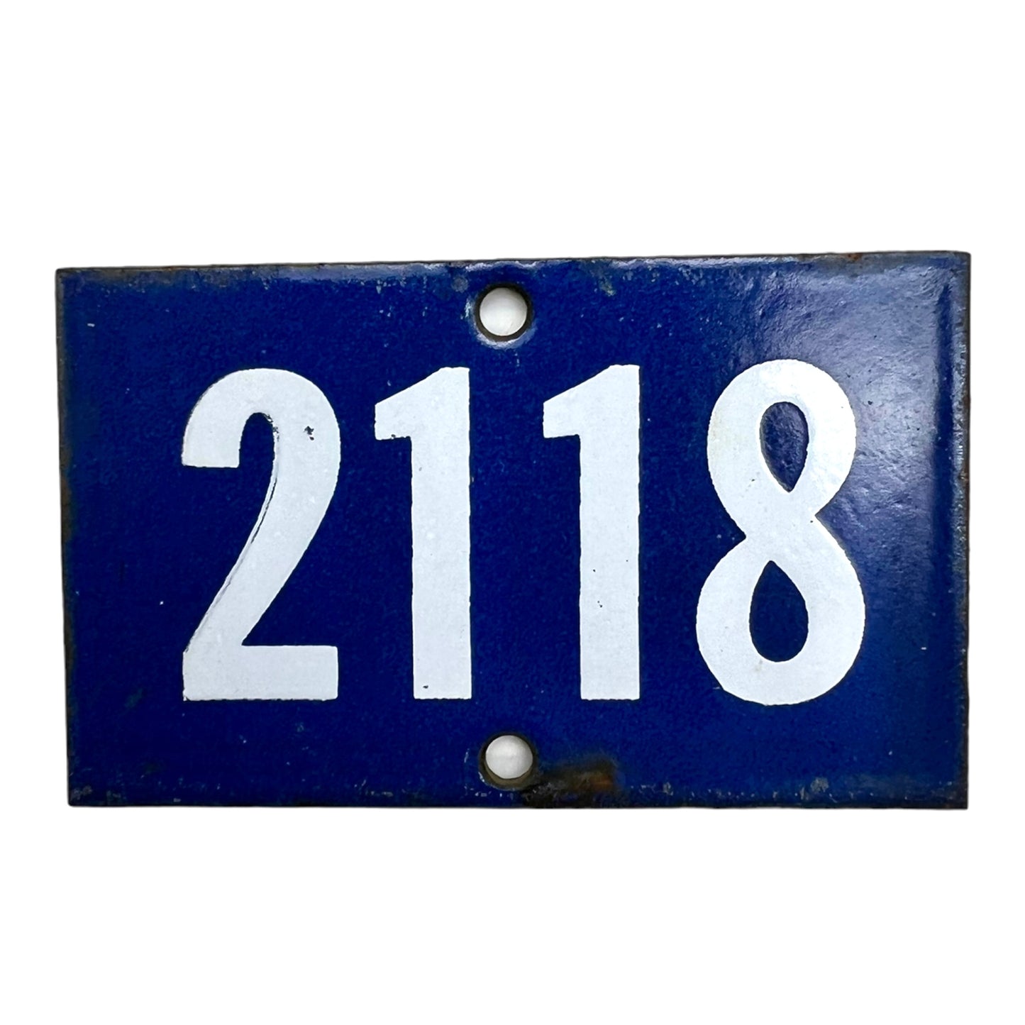 Image of blue enamel house or door number 2118 sold by All Things French Store