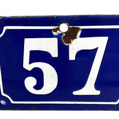 image 4 French vintage enamel door house number 57