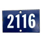Image of blue enamel house or door number 2116 sold by All Things French Store