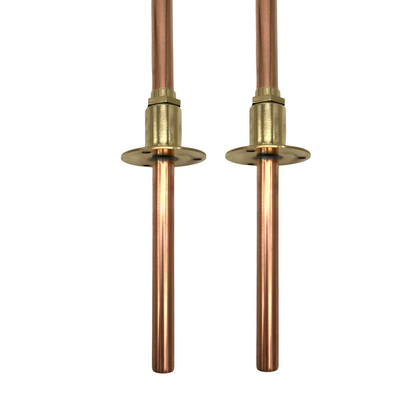 image pair of handmade copper and brass swan neck taps with detachable nozzle 