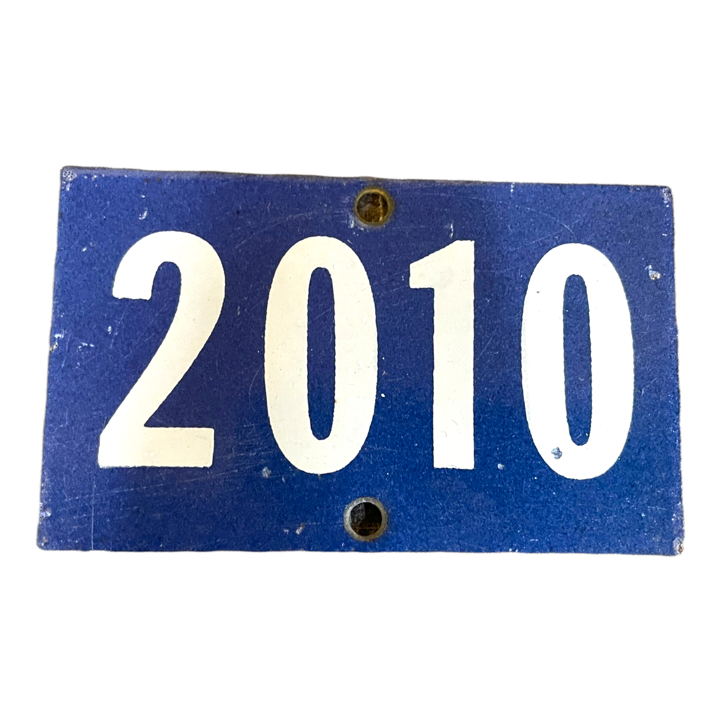 Image of French vintage blue enamel door number 2010