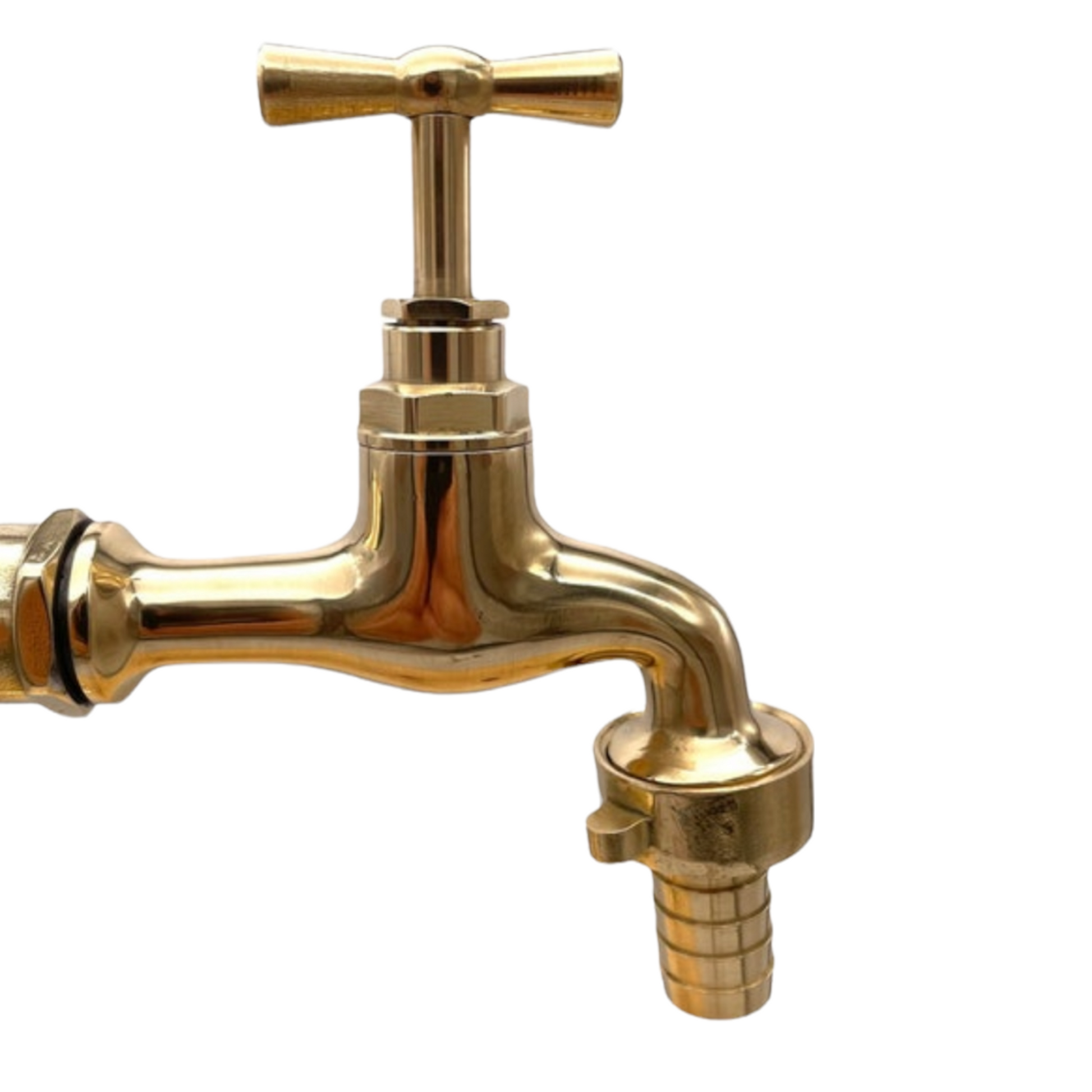 image of pair of copper and brass handmade taps tap head view