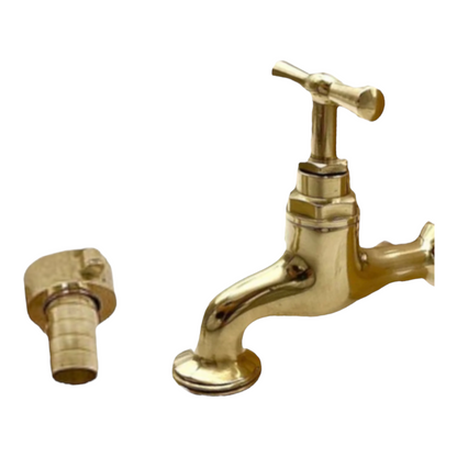 Brass wall mounted kitchen tap sold by All Things French Store