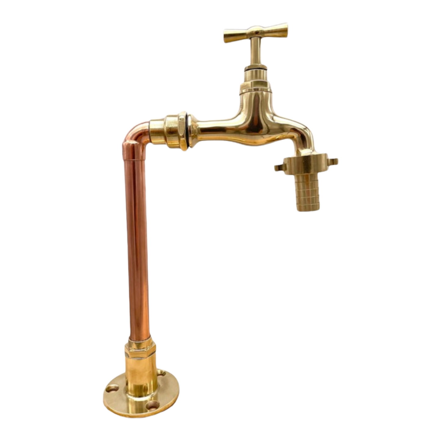 Image of a pair of copper and brass pillar taps  with nozzle