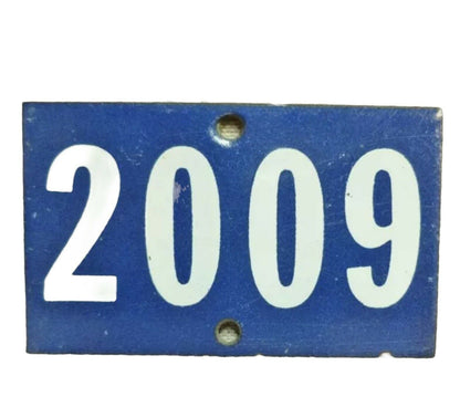 Image of French vintage blue enamel door number 2009 